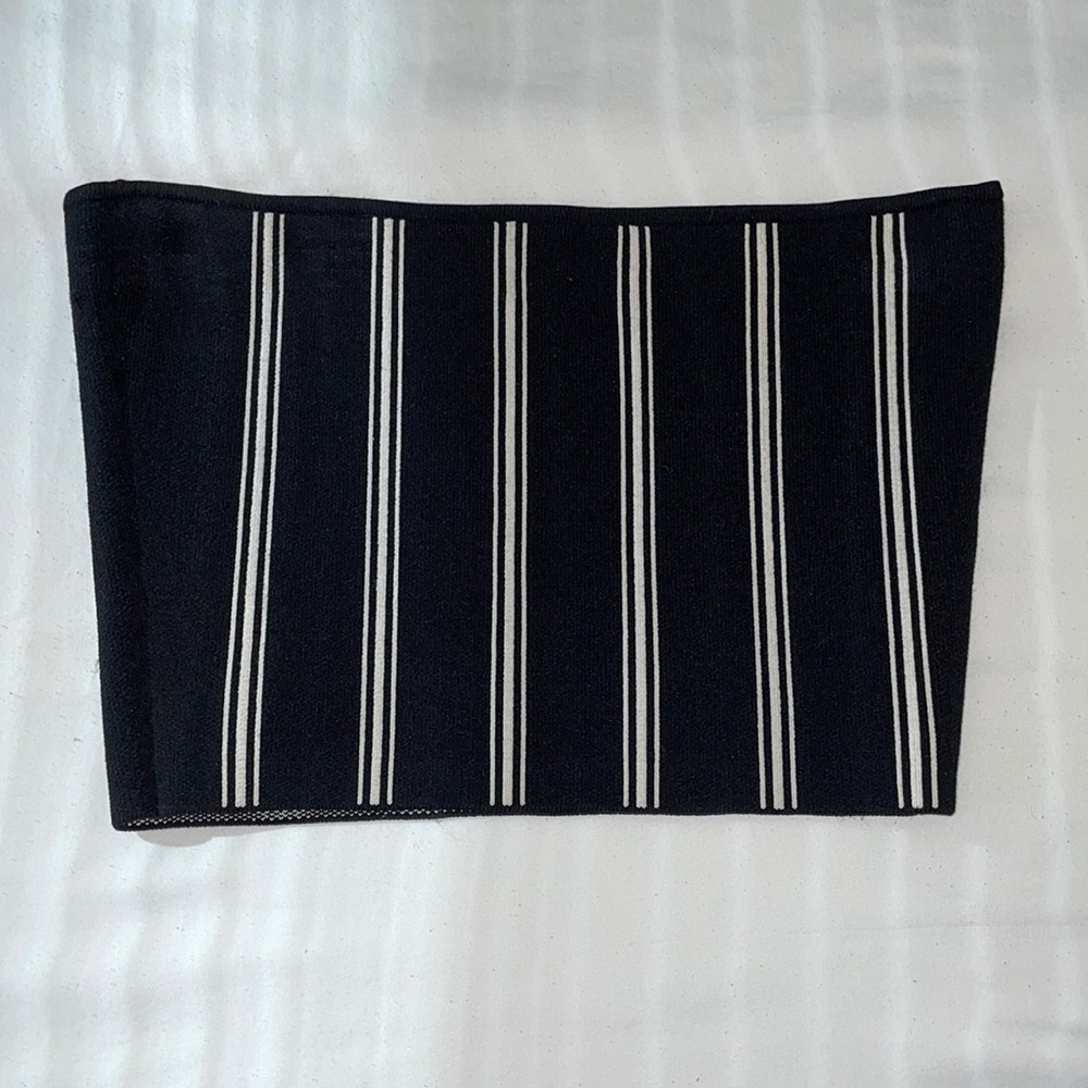 Aritzia black and white striped crop tube top